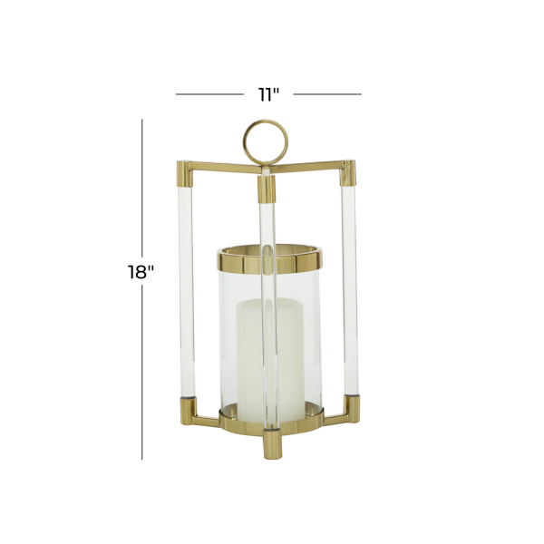 606129 Clear Gold Stainless Steel Contemporary Lantern 1