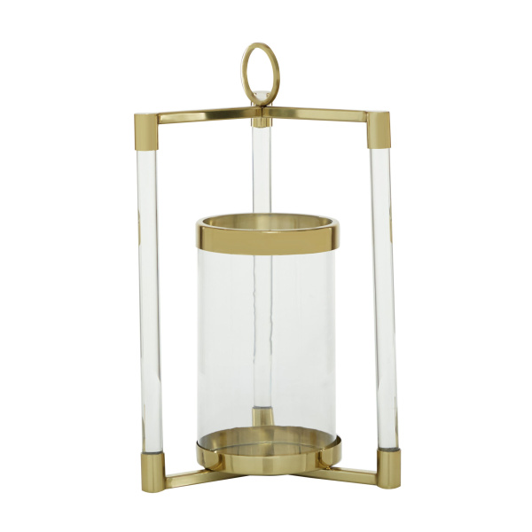 606129 Clear Gold Stainless Steel Contemporary Lantern 2