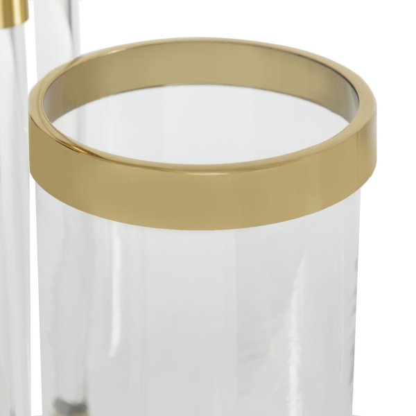 606129 Clear Gold Stainless Steel Contemporary Lantern 5