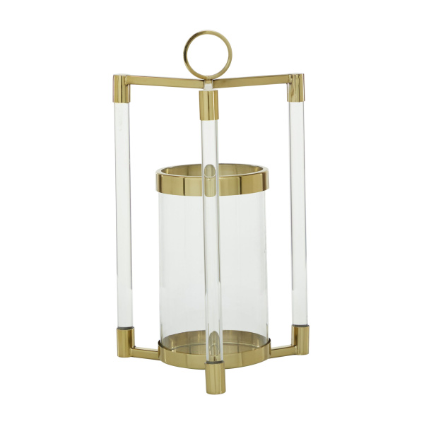 606129 Clear Gold Stainless Steel Contemporary Lantern 6