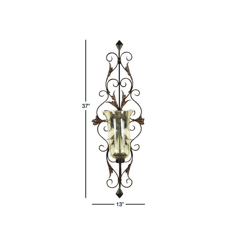 606197 Gold Glass Rustic Candle Wall Sconce 5