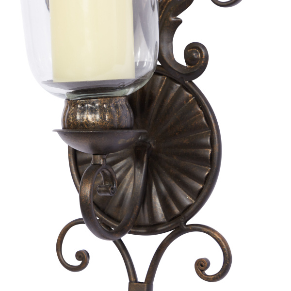 606198 Clear Bronze Glass Rustic Candle Wall Sconce 4