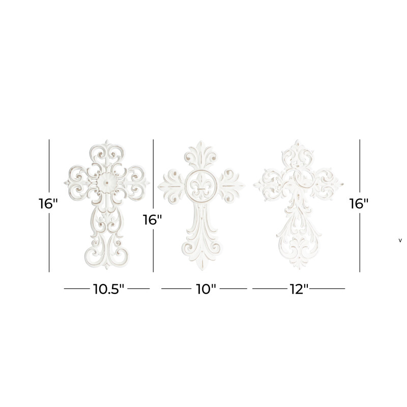 606202 Set Of 3 White Wood Traditional Wall Decor 2