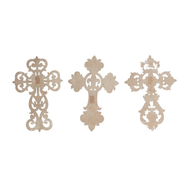 606202 Set Of 3 White Wood Traditional Wall Decor 3