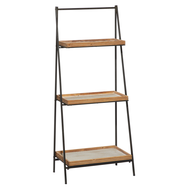 606276 Brown Wood Industrial Wall Shelving Unit, 47 " x 21 " x 12 "