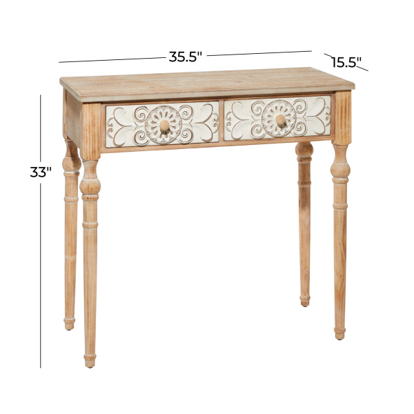 606280 Brown Farmhouse Wood Console Table 1