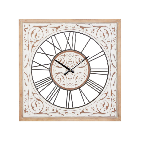 White Wood Farmhouse Wall Clock, 29" x 29" x 2"