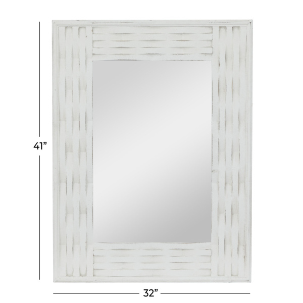 606413 Grey White Wood Contemporary Wall Mirror 1