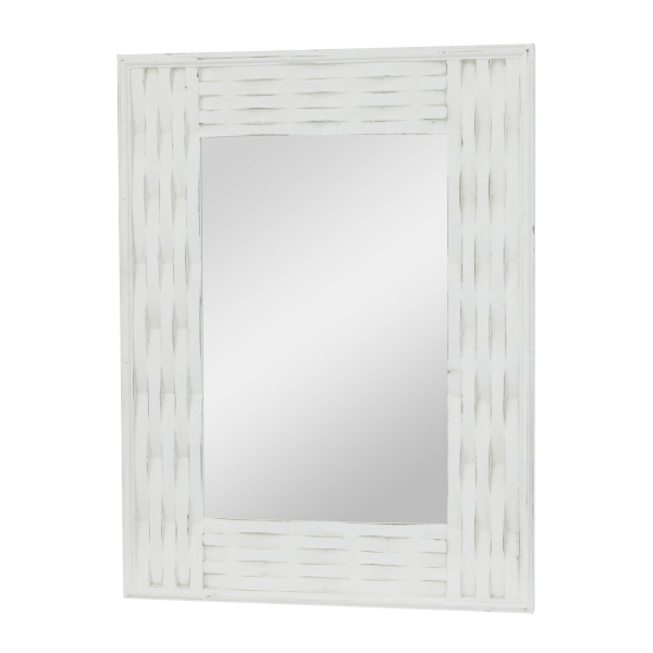 White Wood Contemporary Wall Mirror, 41" x 32" x 2"