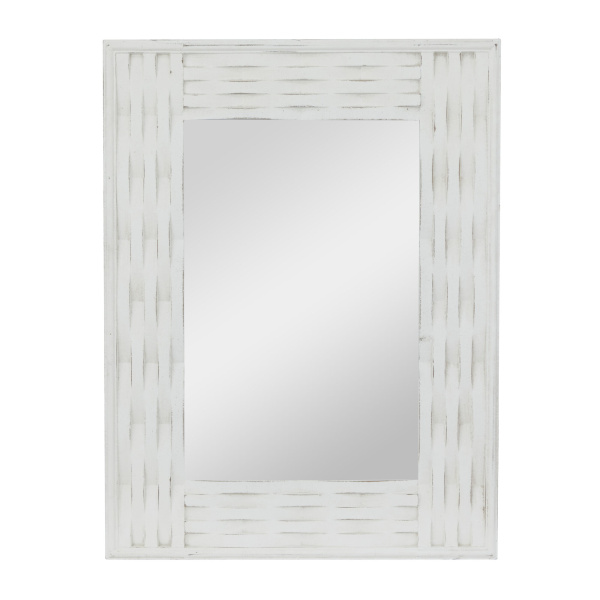 606413 Grey White Wood Contemporary Wall Mirror 5