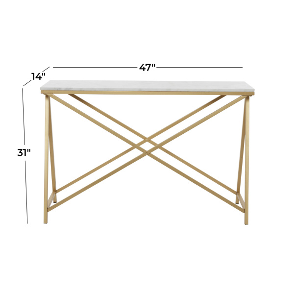 606415 Gold White Metal Contemporary Console Table 1