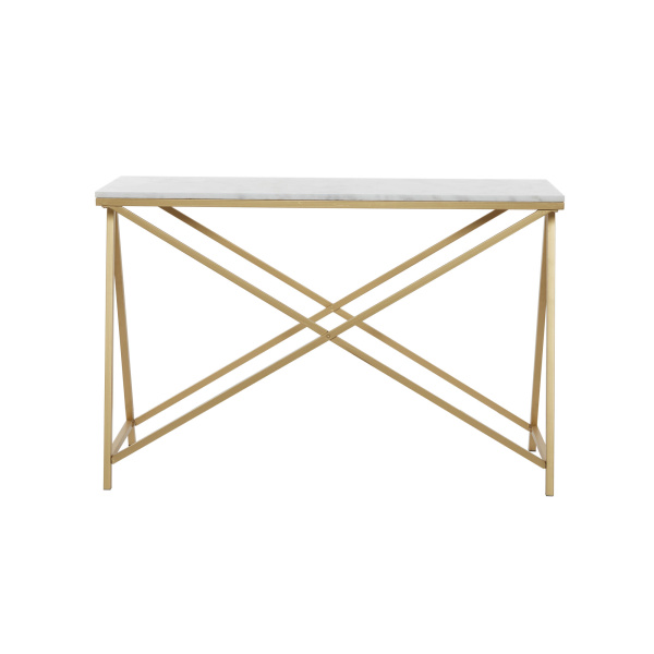 606415 Gold White Metal Contemporary Console Table 2