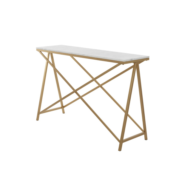 606415 Gold White Metal Contemporary Console Table 6