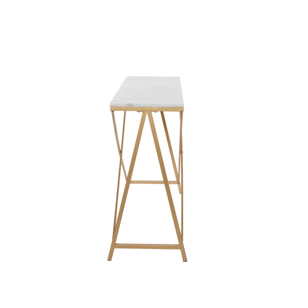 606415 Gold White Metal Contemporary Console Table 7