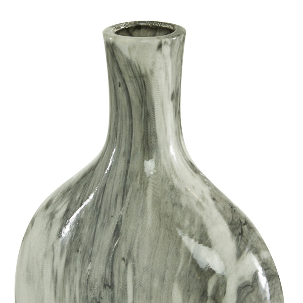 606481 White Set Of 3 Grey Stoneware Contemporary Vase 12