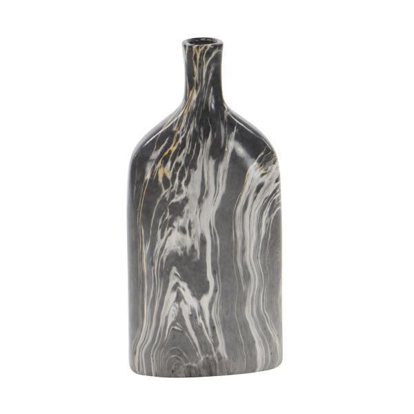606481 White Set Of 3 Grey Stoneware Contemporary Vase