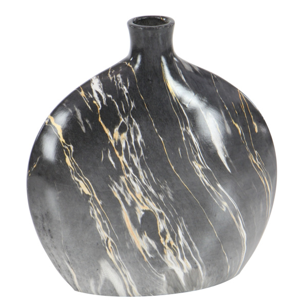 606482 White Set Of 3 Black Stoneware Contemporary Vase 9