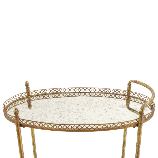 606490 Gold Metal And Glass Traditional Bar Cart 9