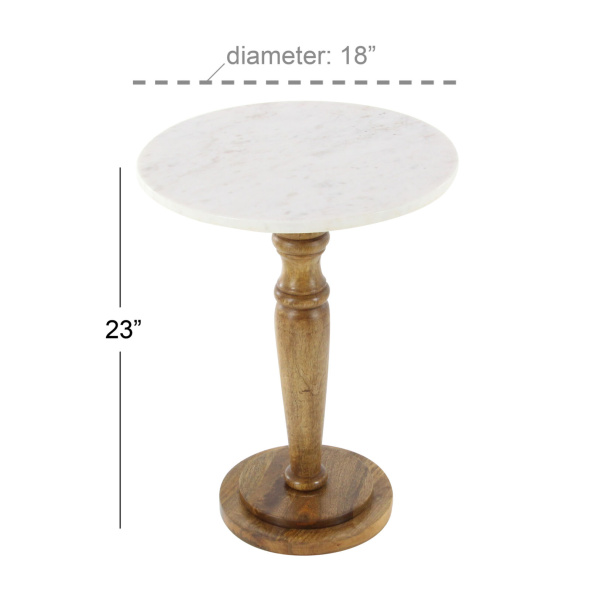 606593 Brown White Wood And Marble Farmhouse Accent Table 1