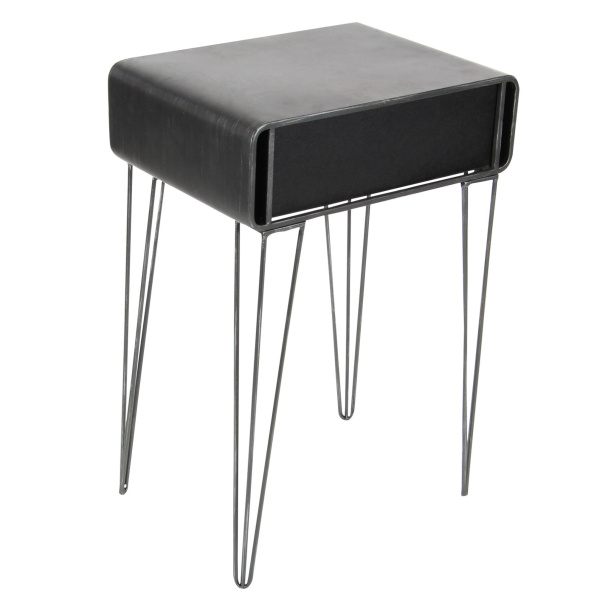 606597 Brown Black Metal And Wood Modern Accent Table 7