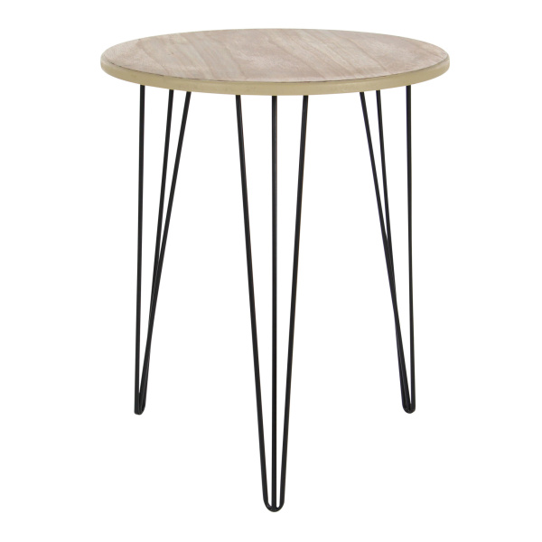 606599 Black Brown Wood And Metal Modern Accent Table 1