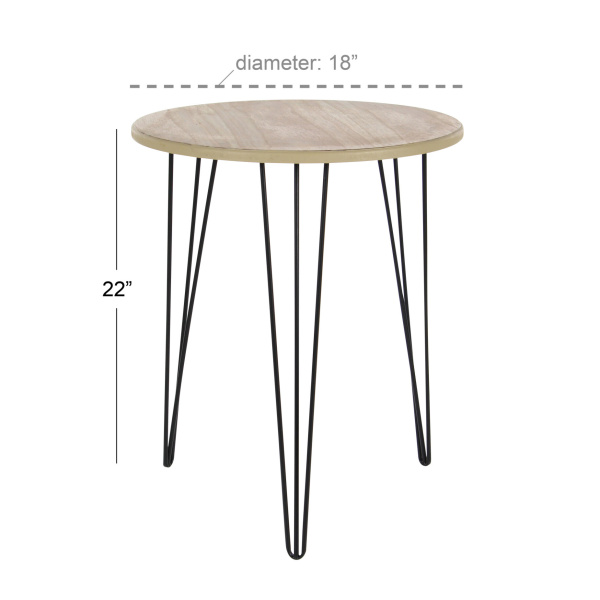 606599 Black Brown Wood And Metal Modern Accent Table 2