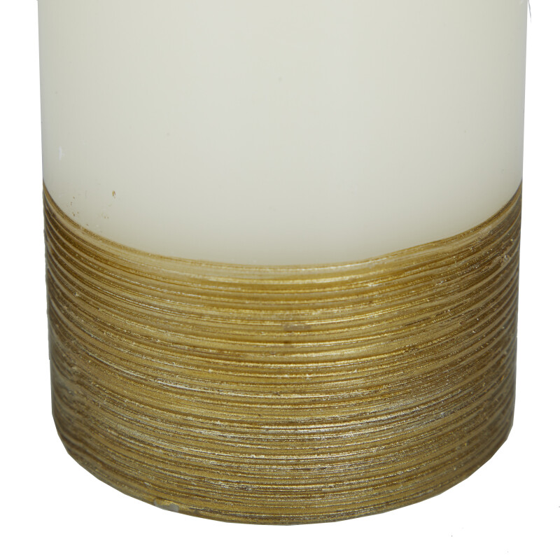 606612 Gold Gold Wax Traditional Flameless Candle Set Of 3 6 5 4 H 9