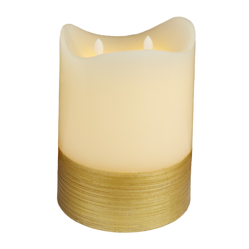 606618 White White Wax Traditional Flameless Candle 6 X 6 X 8 17
