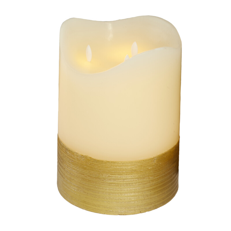 606618 White White Wax Traditional Flameless Candle 6 X 6 X 8 3