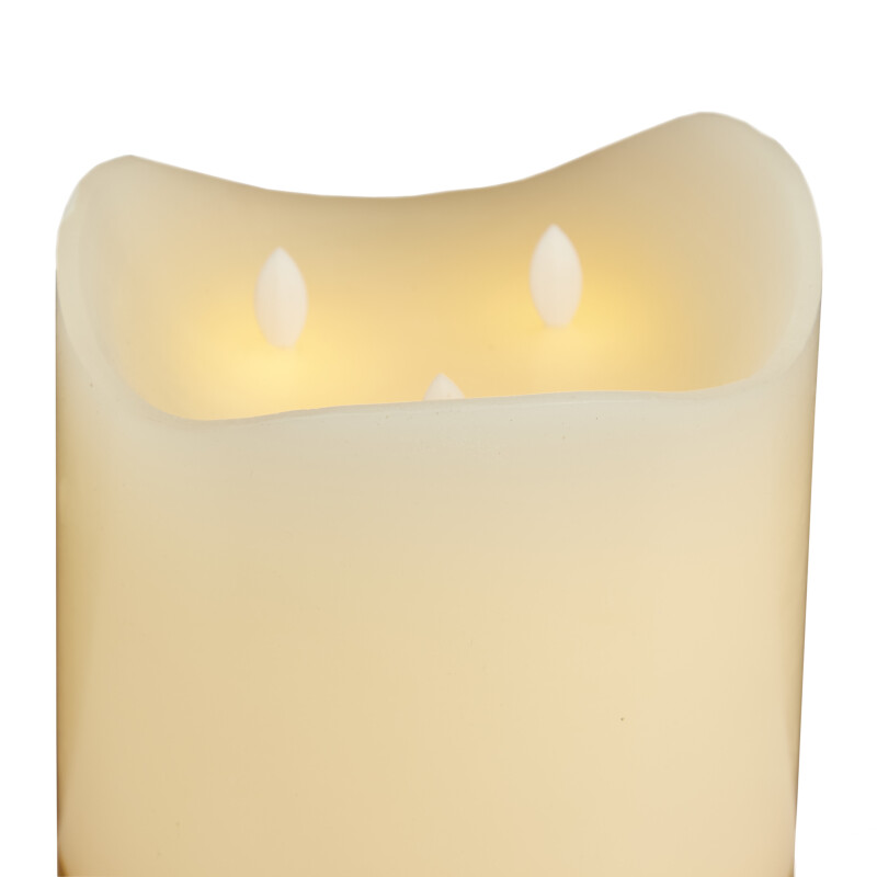 606618 White White Wax Traditional Flameless Candle 6 X 6 X 8 9