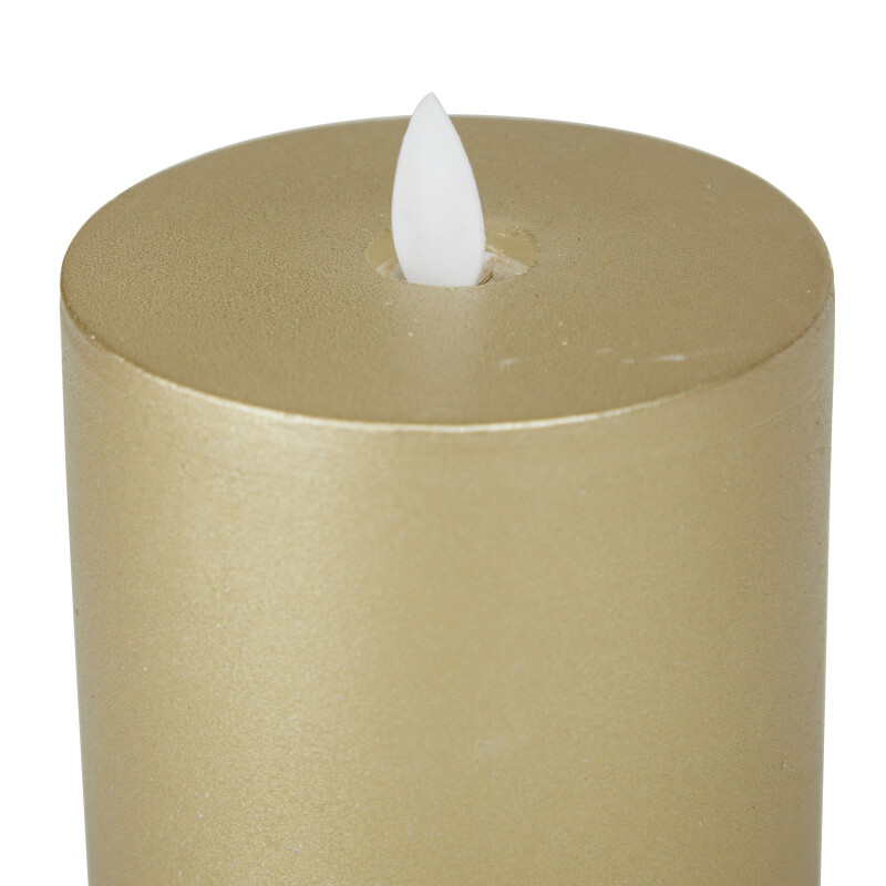 606619 Gold Gold Wax Traditional Flameless Candle Set Of 3 5 4 4 H 9