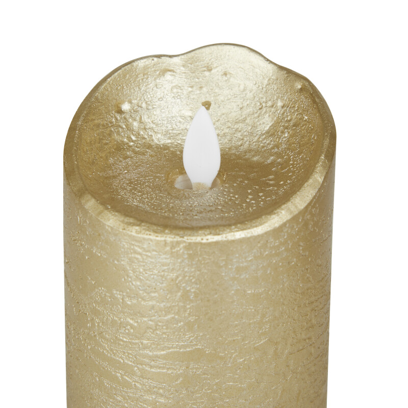 606621 Gold Gold Wax Traditional Flameless Candle Set Of 3 6 6 6 H 9