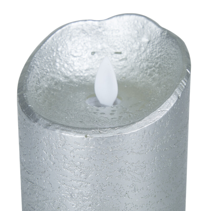 606622 Silver Silver Wax Traditional Flameless Candle Set Of 3 3 W 6 H 10
