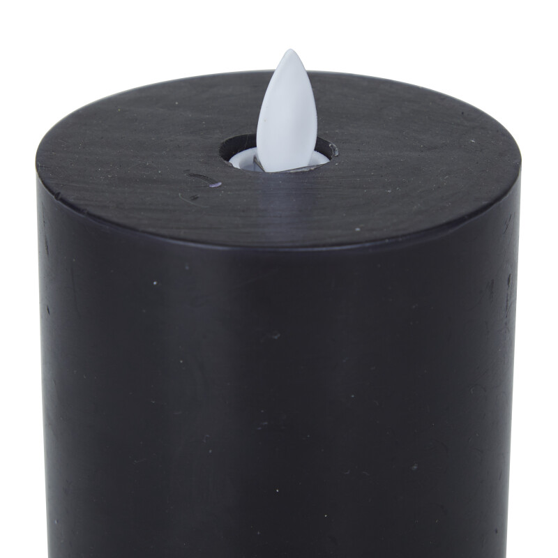 606632 Black Black Wax Traditional Flameless Candle Set Of 3 4 5 3 H 9