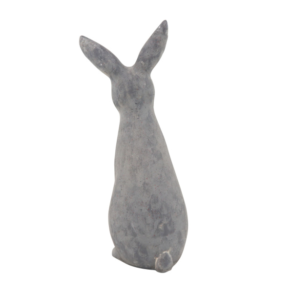 606637 Grey Polystone Farmhouse Rabbit Garden Sculpture 1