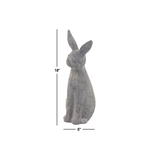 606637 Grey Polystone Farmhouse Rabbit Garden Sculpture 4