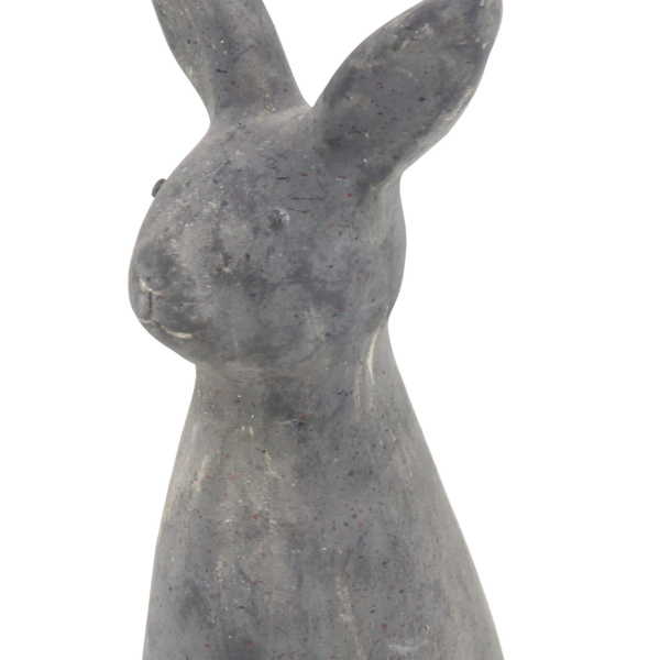 606637 Grey Polystone Farmhouse Rabbit Garden Sculpture 5