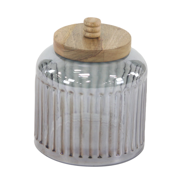 606676 Brown Set Of 3 Grey Glass Farmhouse Decorative Jar