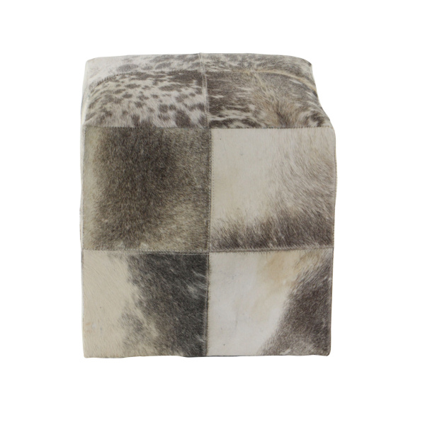 606742 White Grey Leather And Wood Glam Ottoman 7