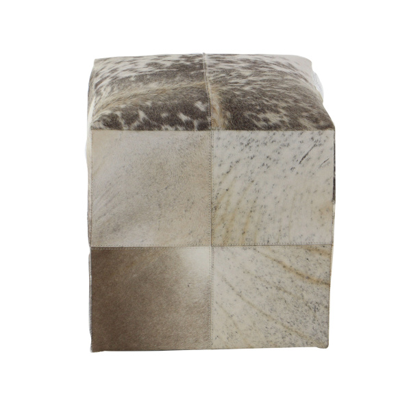 606742 White Grey Leather And Wood Glam Ottoman 8