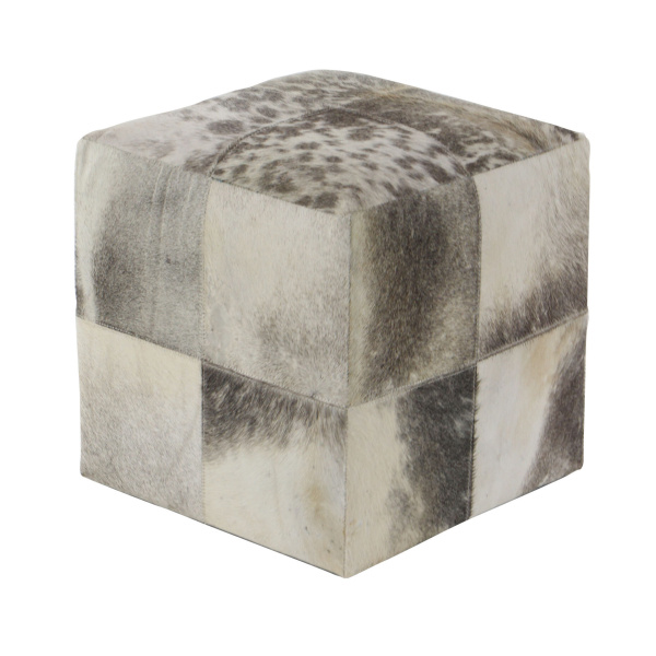 606742 White Grey Leather And Wood Glam Ottoman 9