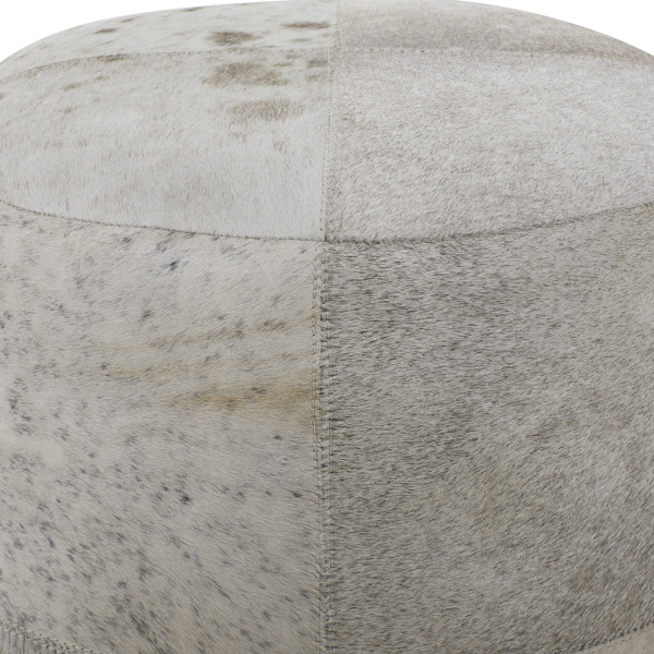 606744 White Grey Leather And Wood Glam Ottoman 2