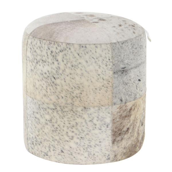 606744 White Grey Leather And Wood Glam Ottoman 3