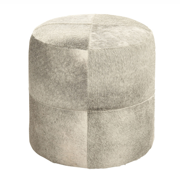 606744 White Grey Leather And Wood Glam Ottoman 6