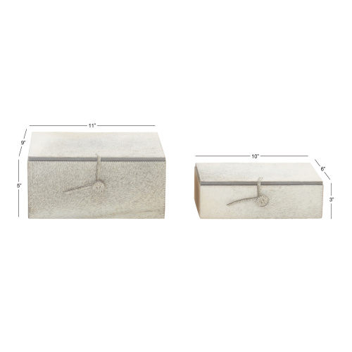 606751 Set Of 2 Grey Leather Eclectic Box 2