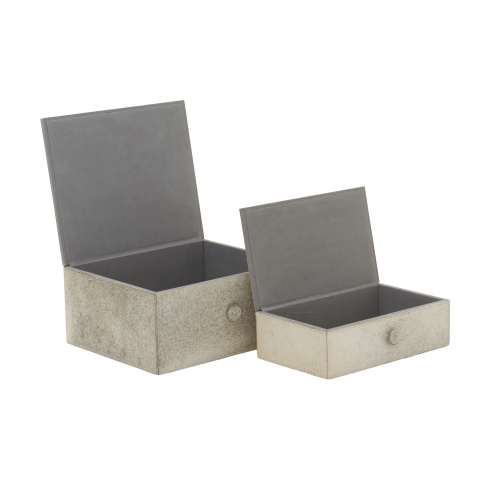 606751 Set Of 2 Grey Leather Eclectic Box 7