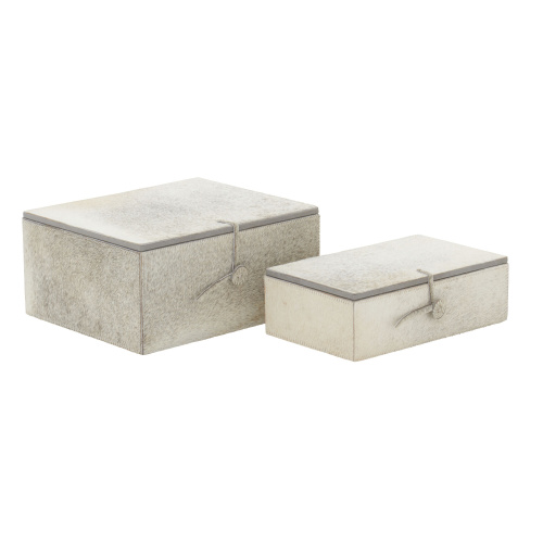 606751 Set Of 2 Grey Leather Eclectic Box 8