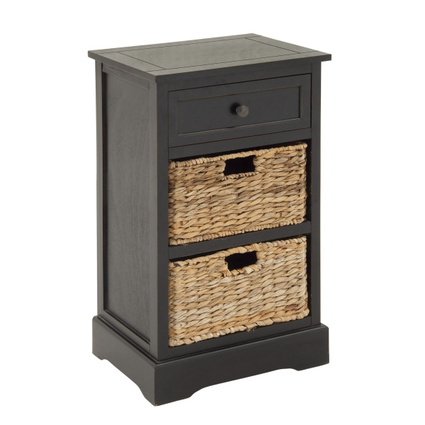 606778 Black Farmhouse Wood Storage Cabinet, 28" x 16"