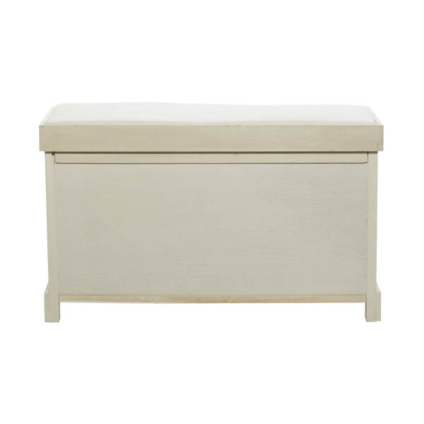 606785 Brown White Traditional Wood Storage Bench 4
