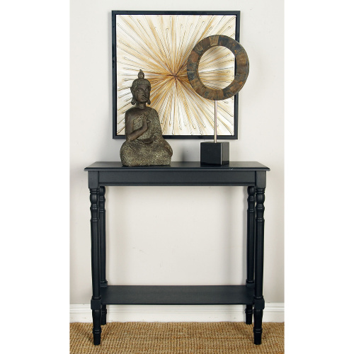 606803 Black Traditional Wood Console Table, 32" x 32"